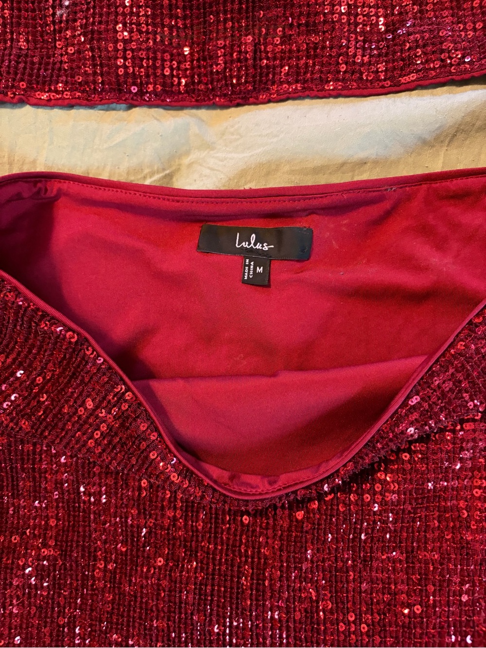 Lulu's Burgundy Sequined Two-Piece Skirt Set - Picture 5 of 6